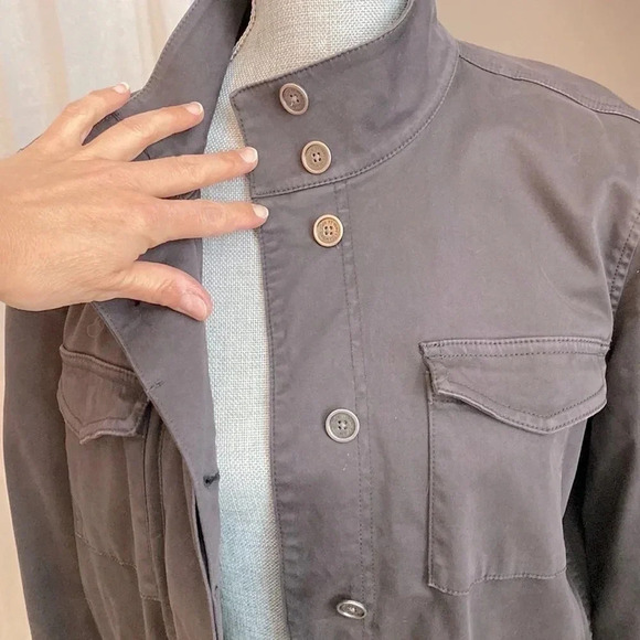 VINCE CAMUTO Navy/Grey Utility Jacket Drawstring Zipper Pockets, Size S - Picture 3 of 7